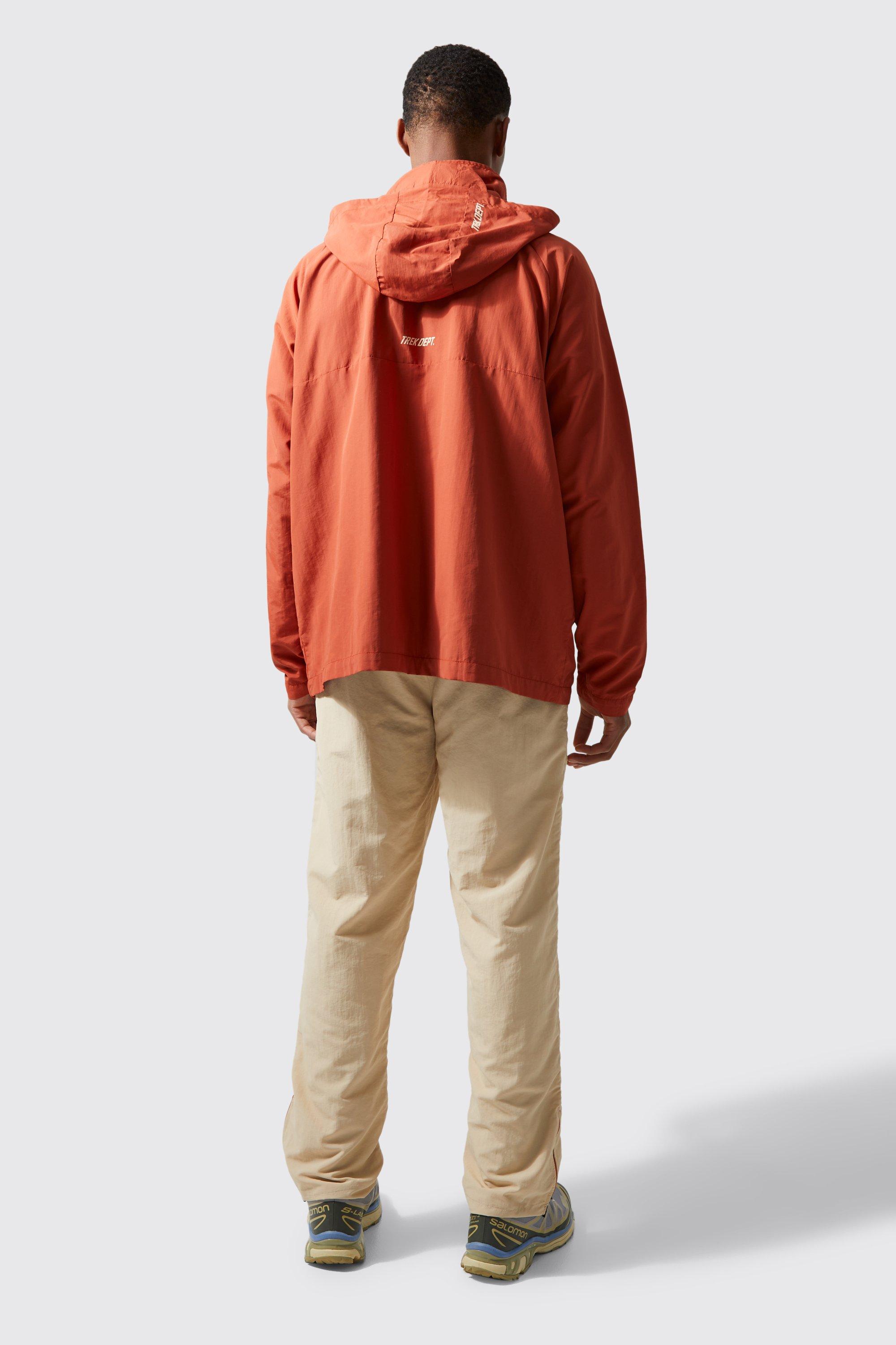 boohooMAN Men s Active Oversized Crinkle Nylon Cagoule Jacket Orange